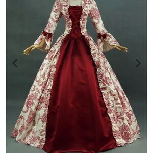 Elegant Red and Cream Women's Ball gown